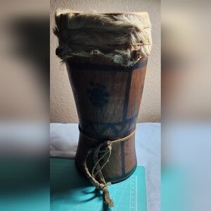 RARE Vintage Kpanlogo Drum Goatskin African Wood Handcrafted  BENIFITS CHARITY